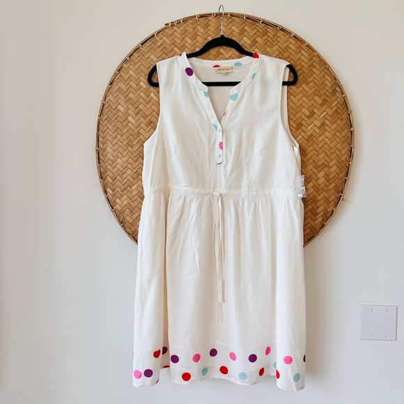 CHARMING MOD CLOTH WHITE‎ W/ COLORFUL POLKA DOTS SLEEVELESS V-NECK DRESS - NWT - Picture 4 of 15